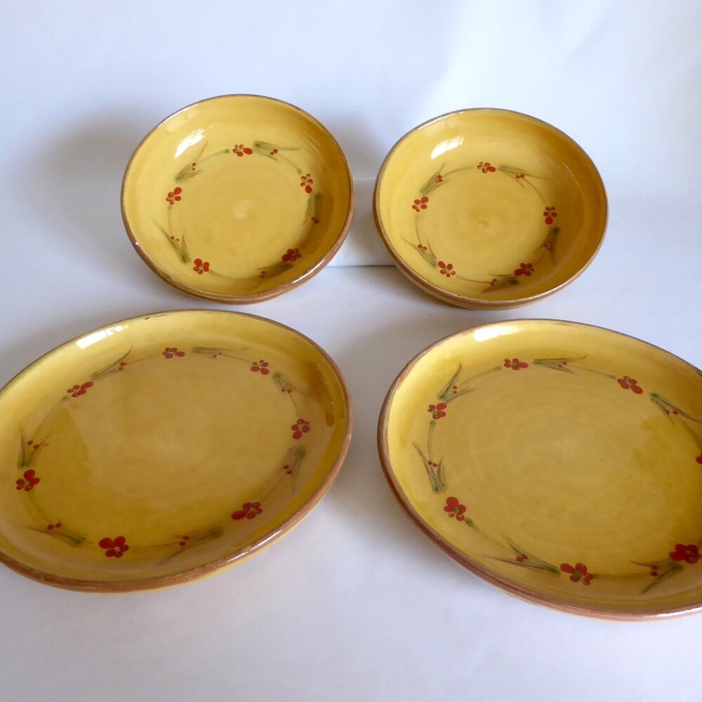 VINTAGE PROVENCE FRANCE T COMME TERRE 4 PIECE BOWL & PLATE SET (USED)